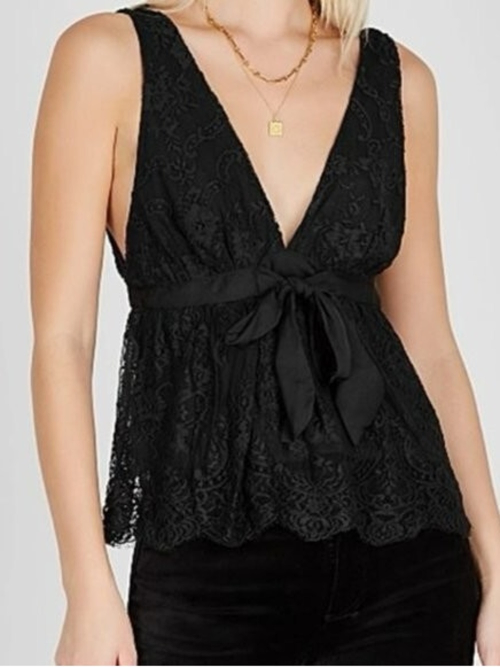 NWT Free People Chante Lace Plunge Tank